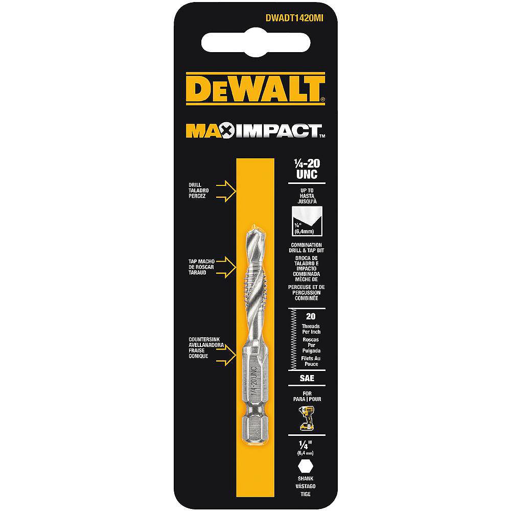 DEWALT MAX Impact 1/4inch 20inch Steel Drill Tap Bit The Home