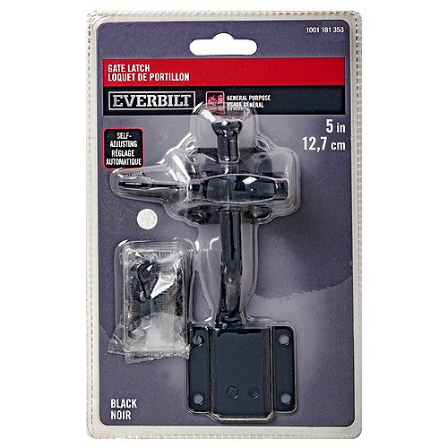 Everbilt 5-in Self-Adjusting Gate Latch, Black, 1pc