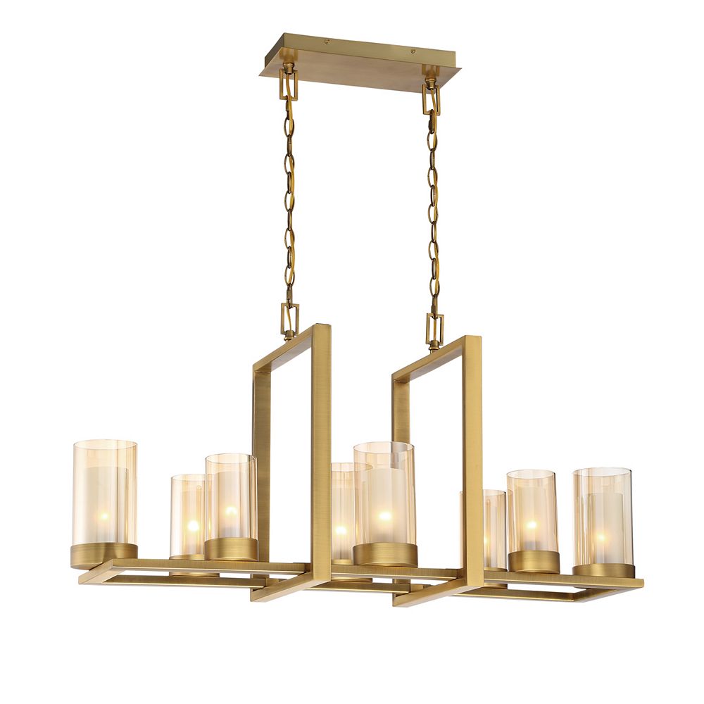 images Kitchen Lighting Home Depot Canada 8 light linear chandelier in gold finish
