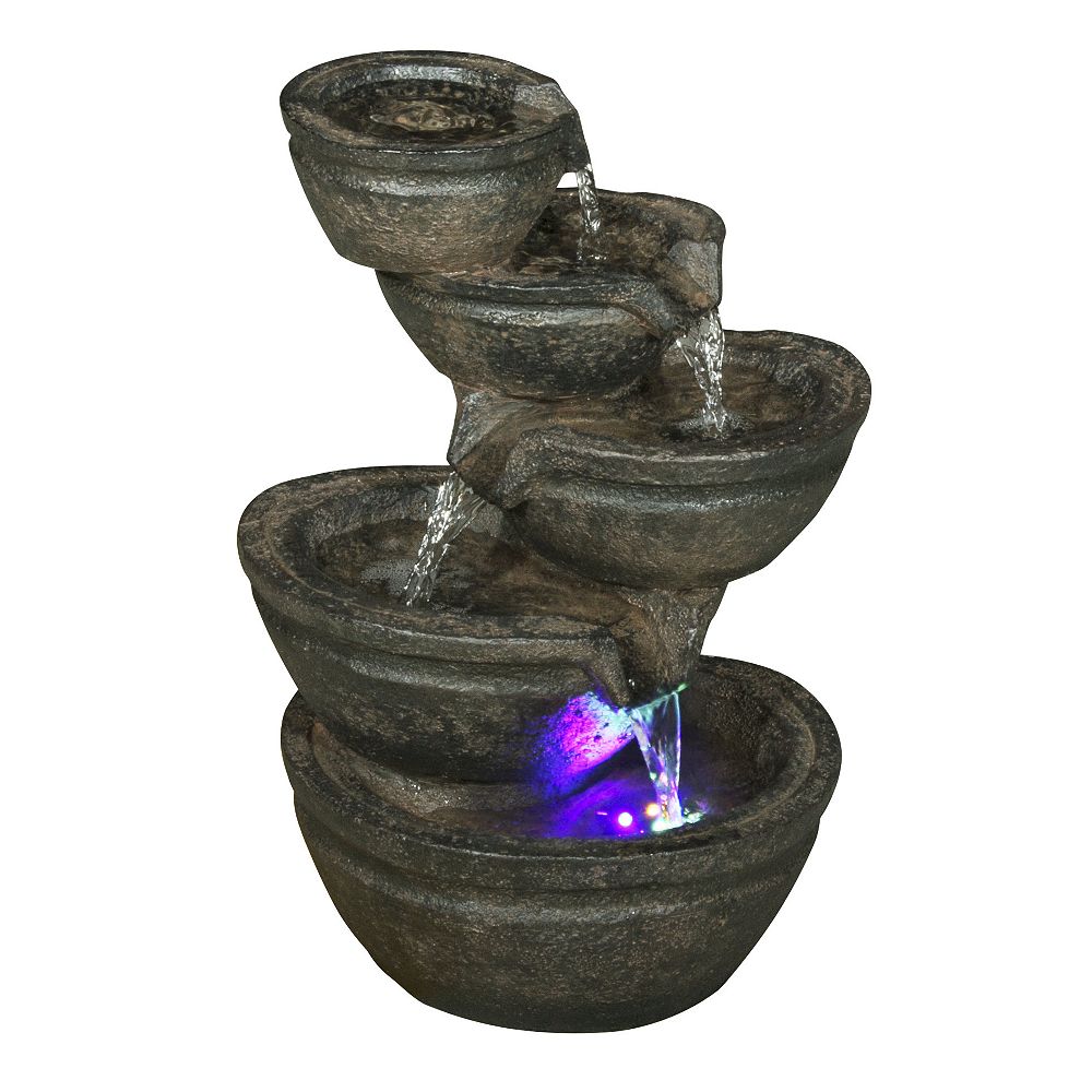 Hi-Line Gift Multi-Level Bowls Fountain with RGB LED Light | The Home ...