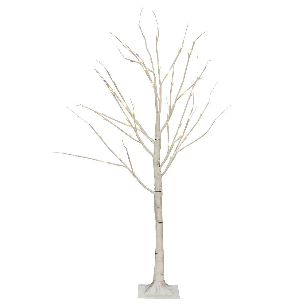 48 light warm white led lit white birch indoor outdoor christmas tree