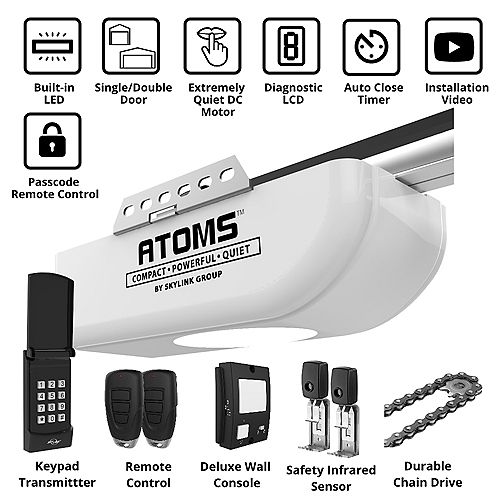 3/4 HPF Garage Door Opener Chain Drive with Built-In LED, Remote Control & Keypad