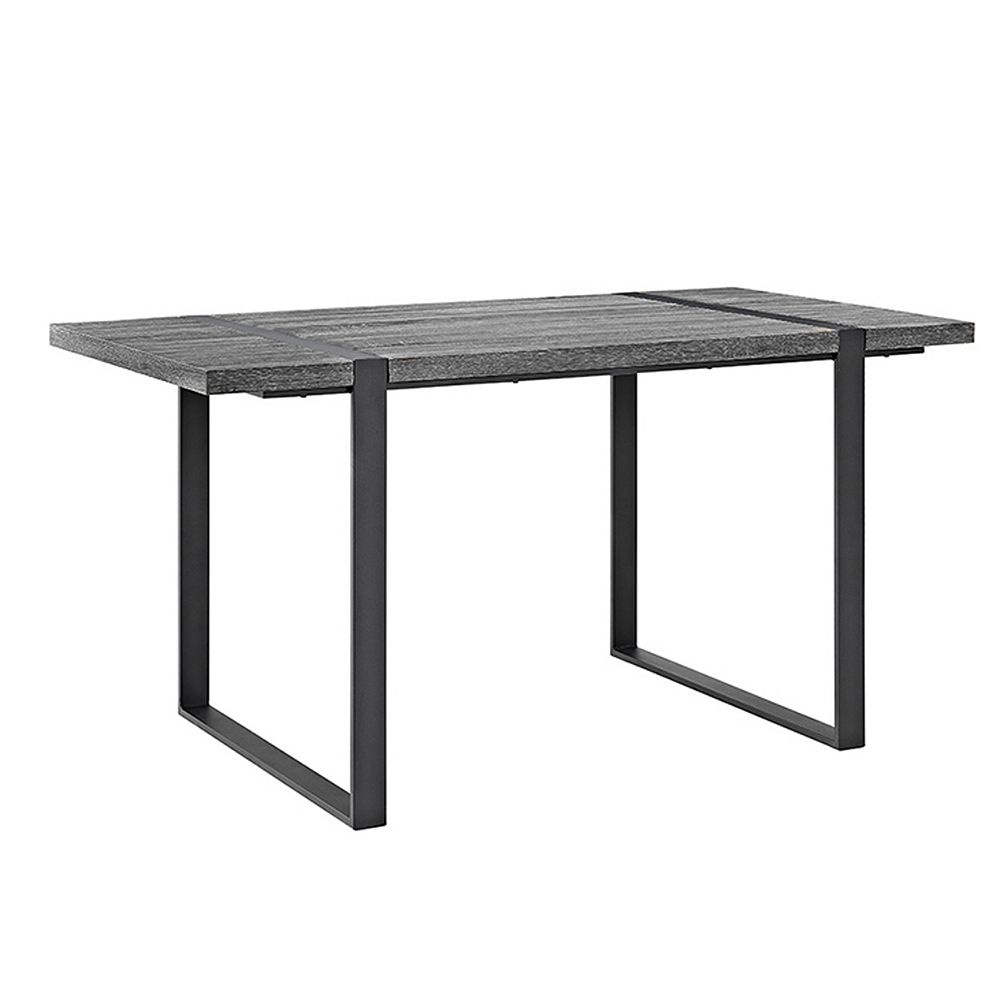 Welwick Designs 60 Inch Industrial Metal Wood Dining Table Charcoal The Home Depot Canada