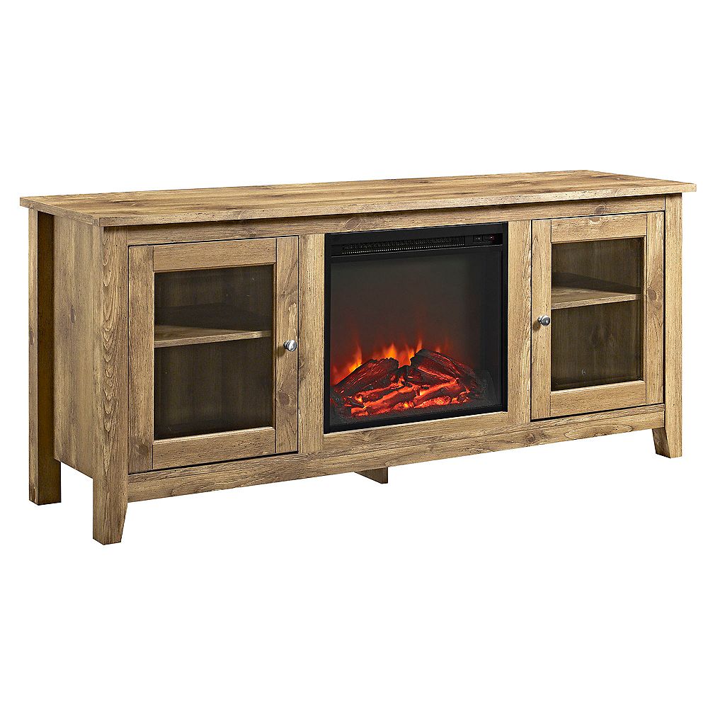Welwick Designs Traditional Fireplace Tv Stand For S Up To 64 Inch Barnwood The Home Depot Canada Traditional Fireplace Tv Stand, Tv Stand With Fireplace Canada