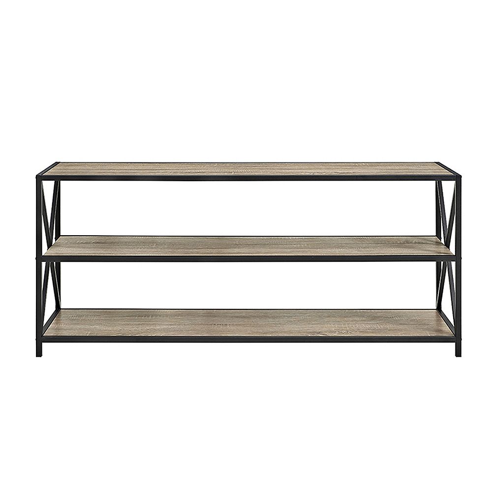 Welwick Designs 2 Shelf Industrial Wood, Wrought Iron And Wood Bookcase