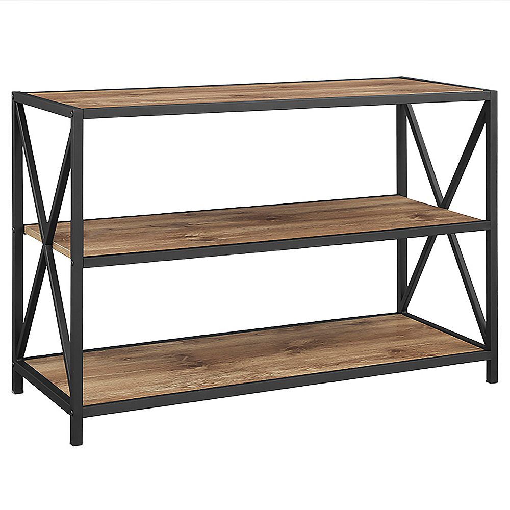 Welwick Designs 26inch Barnwood/Black Metal 3shelf Etagere Bookcase