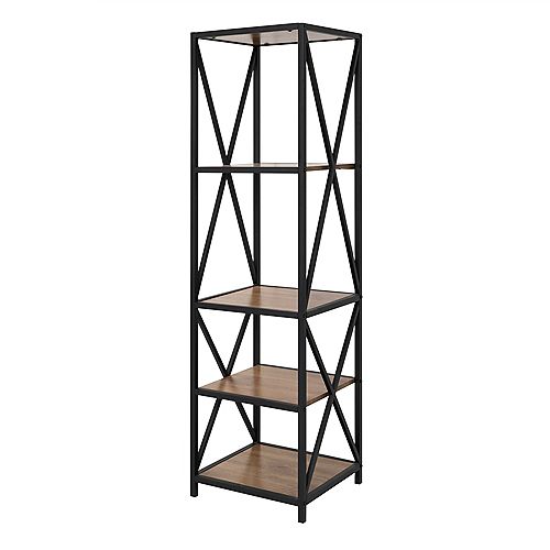 61-inch Barnwood/Black Metal 4-shelf Etagere Bookcase with Open Back