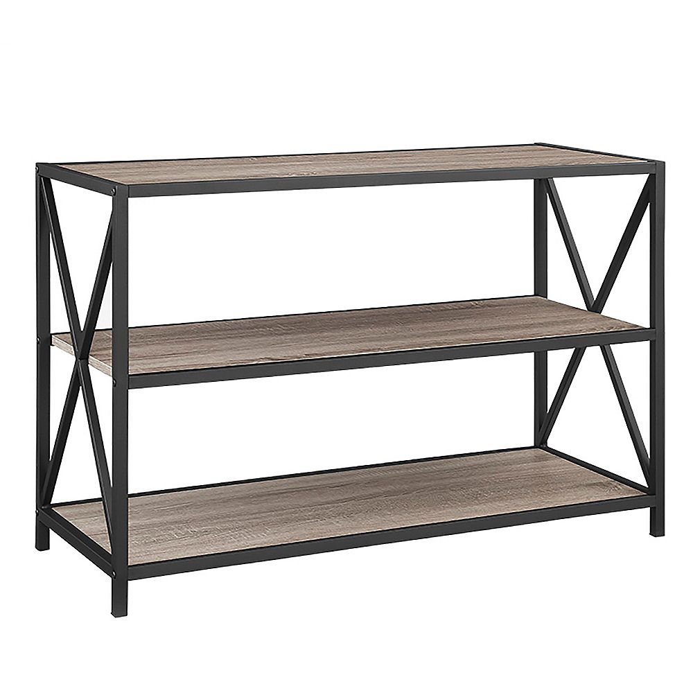 Welwick Designs 26inch Driftwood/Black Metal 3shelf Etagere Bookcase