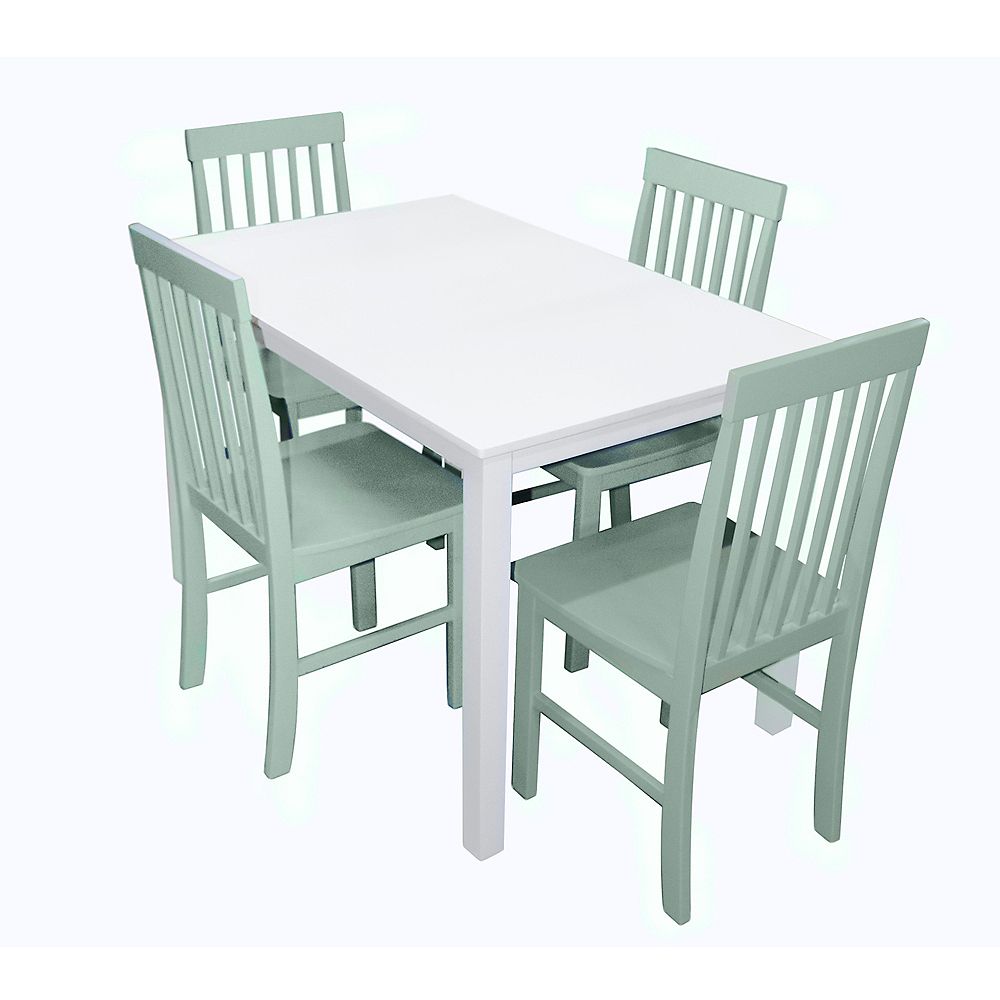 Walker Edison 4 Person Modern Dining Table And Chair Set White Sage The Home Depot Canada Walker Edison 4 Person Modern Dining Table And Chair Set White Sage The Home Depot Canada