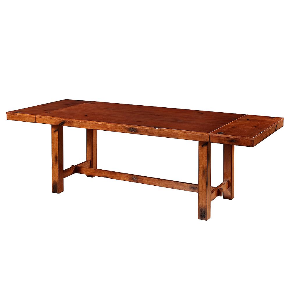 Walker Edison 8 Person Farmhouse Expandable Dining Table Dark Oak The Home Depot Canada