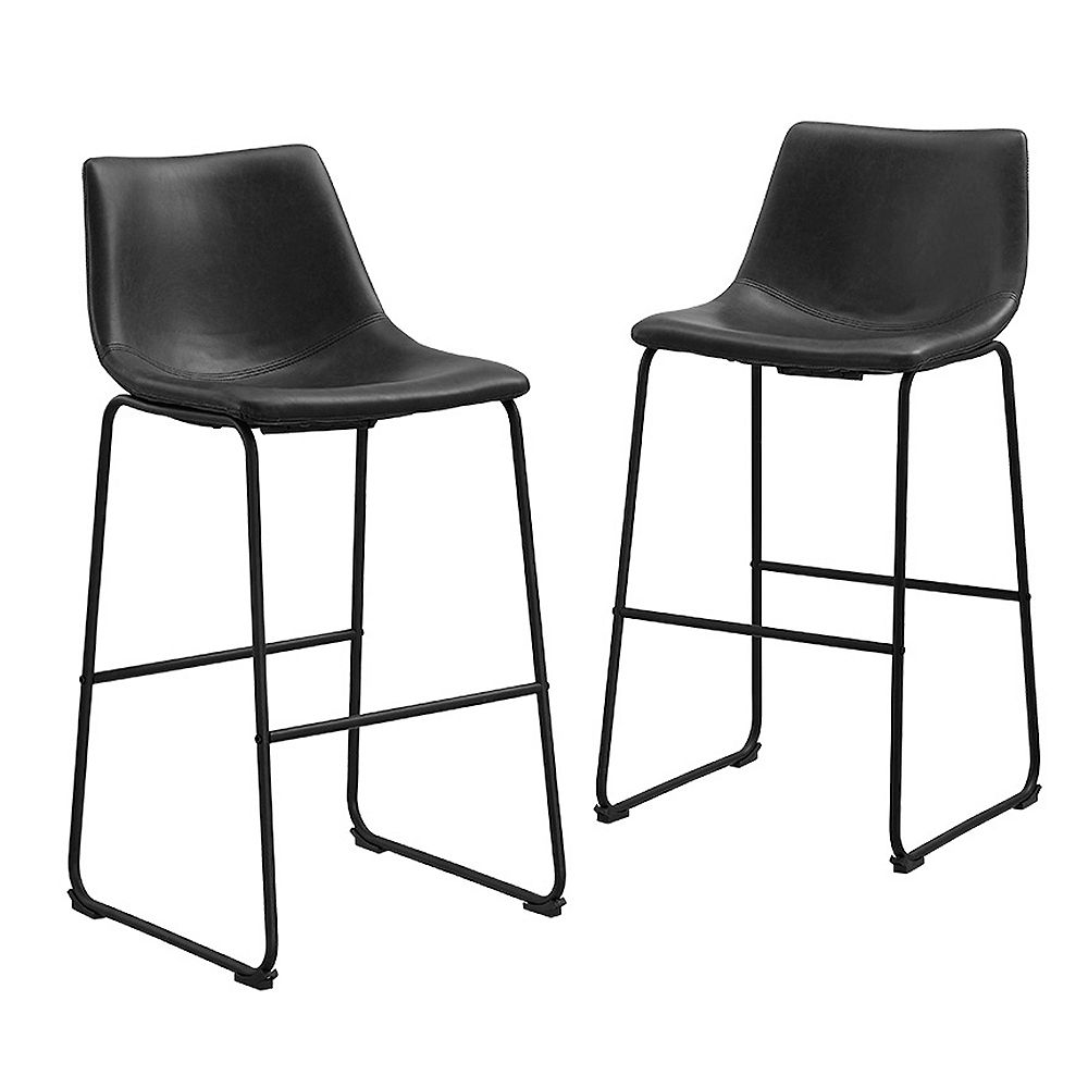 Welwick Designs 30 Inch Industrial Faux Leather Barstool