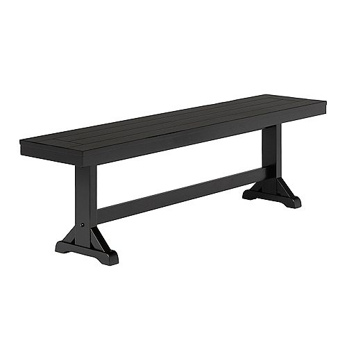 60-inch Traditional Wood Trestle Dining Bench in Antique Black