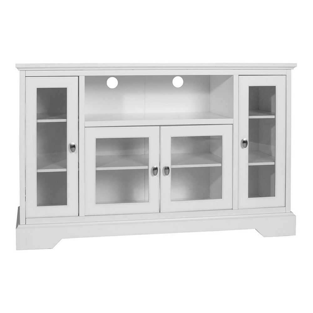 Welwick Designs Highboy 52inch White Composite TV Stand 55inch with