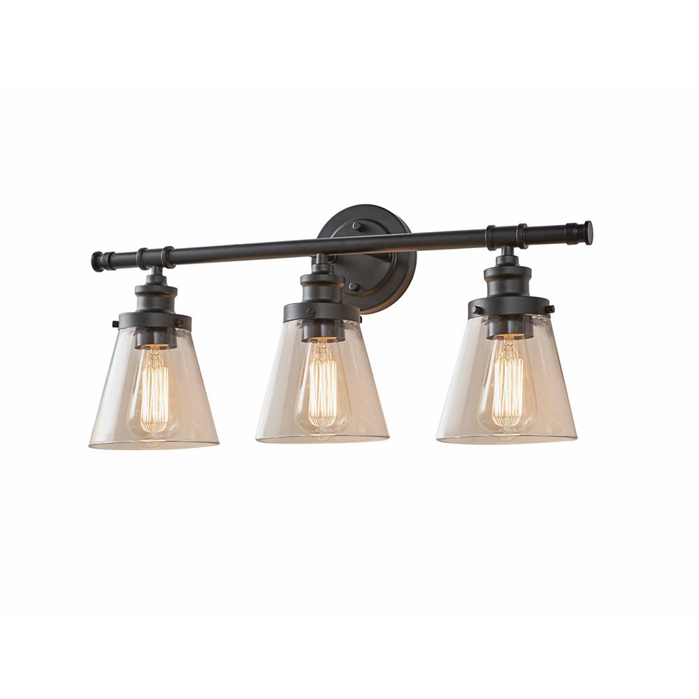Home Decorators Collection 3 Light Vantiy With Clear Glass Shade The Depot Canada - Home Decorators 3 Light Vanity Fixture