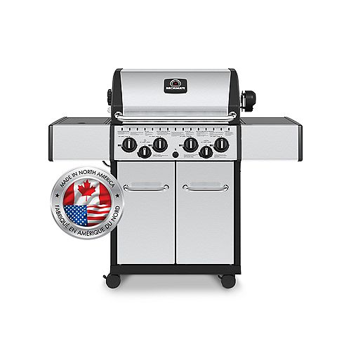 Broil-Mate 4 Burner 40,000 BTU Stainless Steel Propane BBQ with Side Burner and Rotisserie