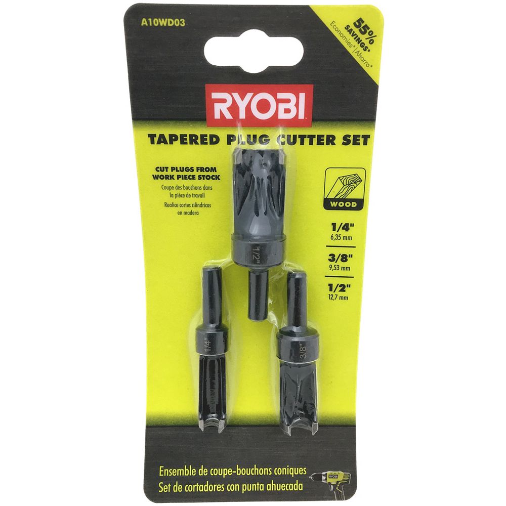 Ryobi Plug Cutter Set 3 Piece The Home Depot Canada