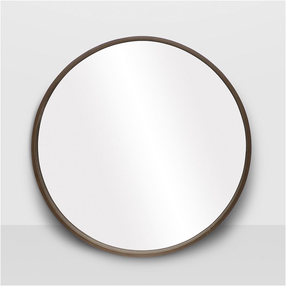 Denmark Round Walnut Mirror, Round Wall Mirrors At Home Depot