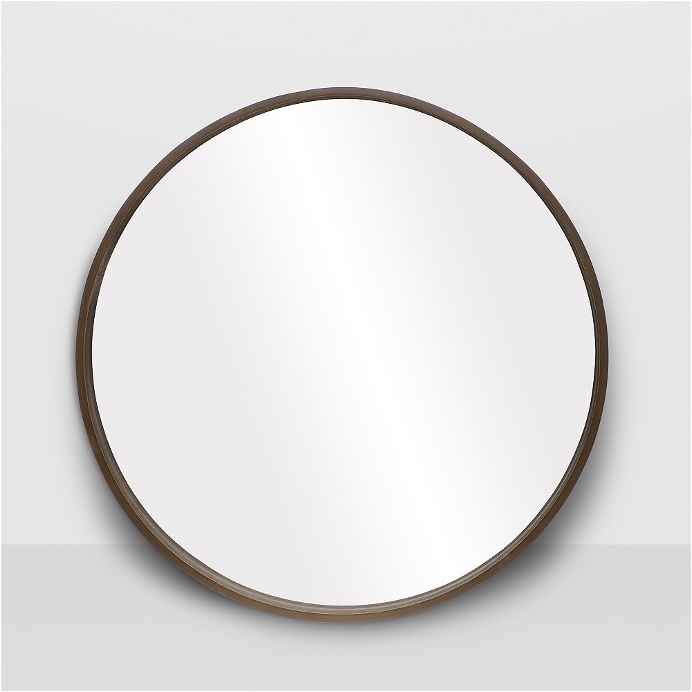 The Tangerine Mirror Company Denmark Round Walnut 28 Home Depot Canada Denmark Round Walnut Mirror, Round Wall Mirrors At Home Depot