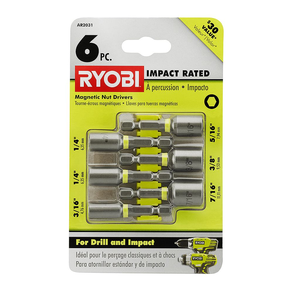 RYOBI Steel Impact Nut Driver Set (6Piece) The Home Depot