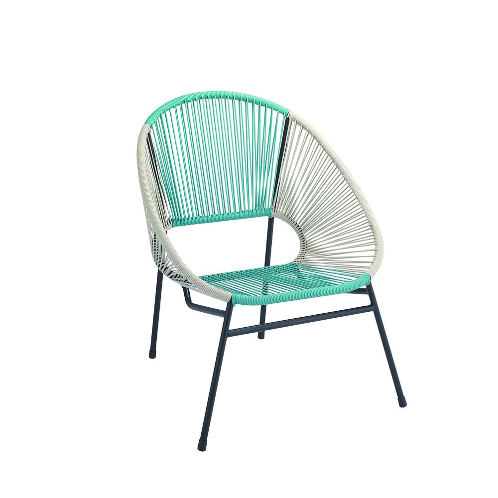 allweather wicker egg patio chair with steel frame in blue and white