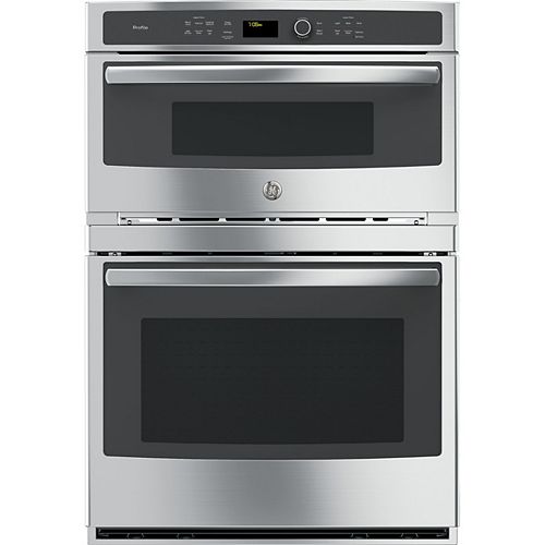 Profile 30 in. Double Electric Wall Oven with Convection Self-Cleaning and Built-In Microwave in Stainless Steel