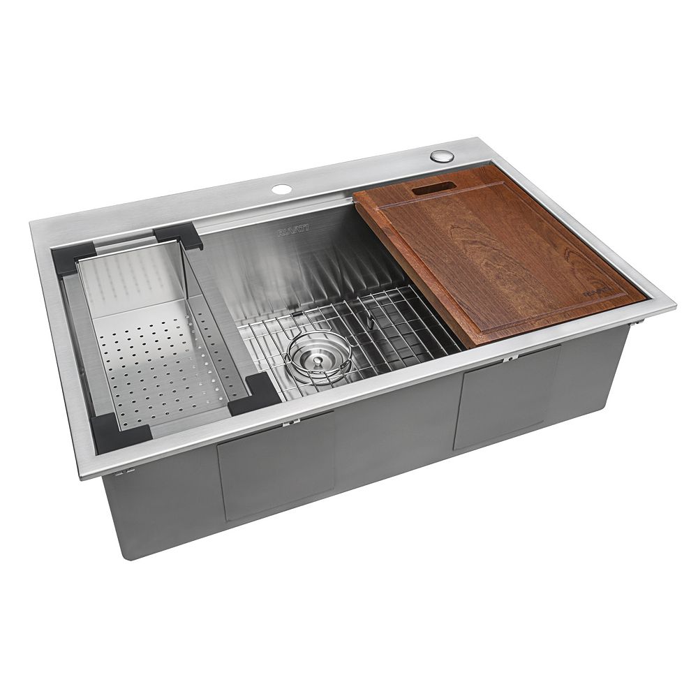 Ruvati Drop In Stainless Steel 33 Inch Workstation Top Mount Kitchen Sink 16 Gauge Single The Home Depot Canada
