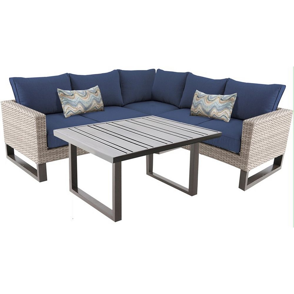 Hampton Bay Park Heights 4-Piece Wicker Outdoor Patio Sectional With