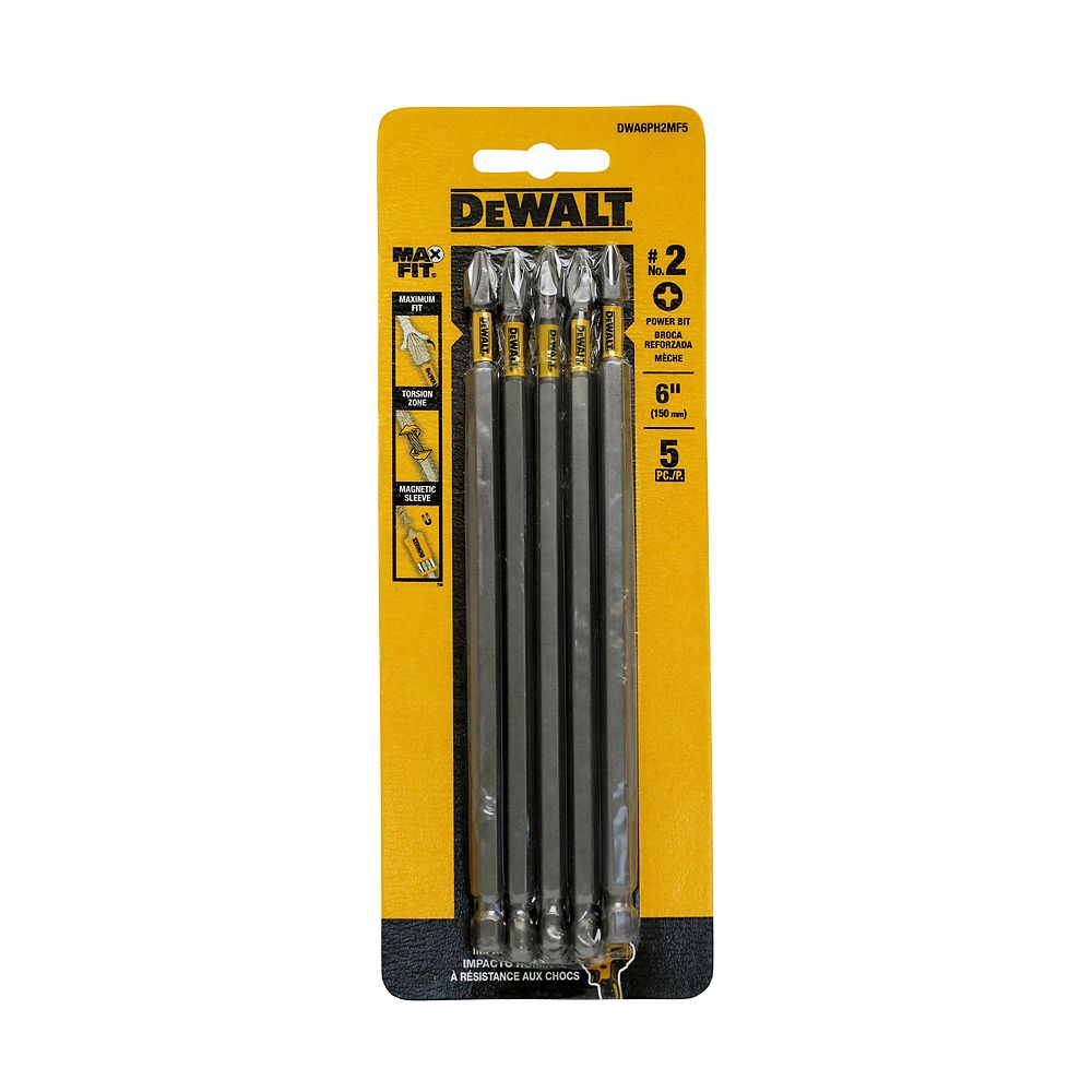 DEWALT MAXFIT 2 x 6inch Steel Phillips Screwdriving Bit (5PK) The