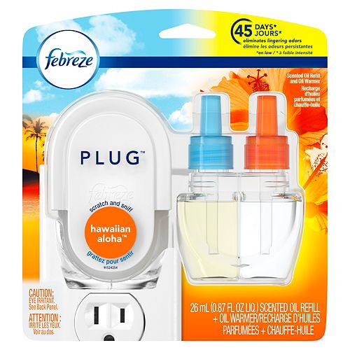 Febreze Plug Scented Oil Refill and Oil Warmer, Hawaiian Aloha, 0.87 fl oz