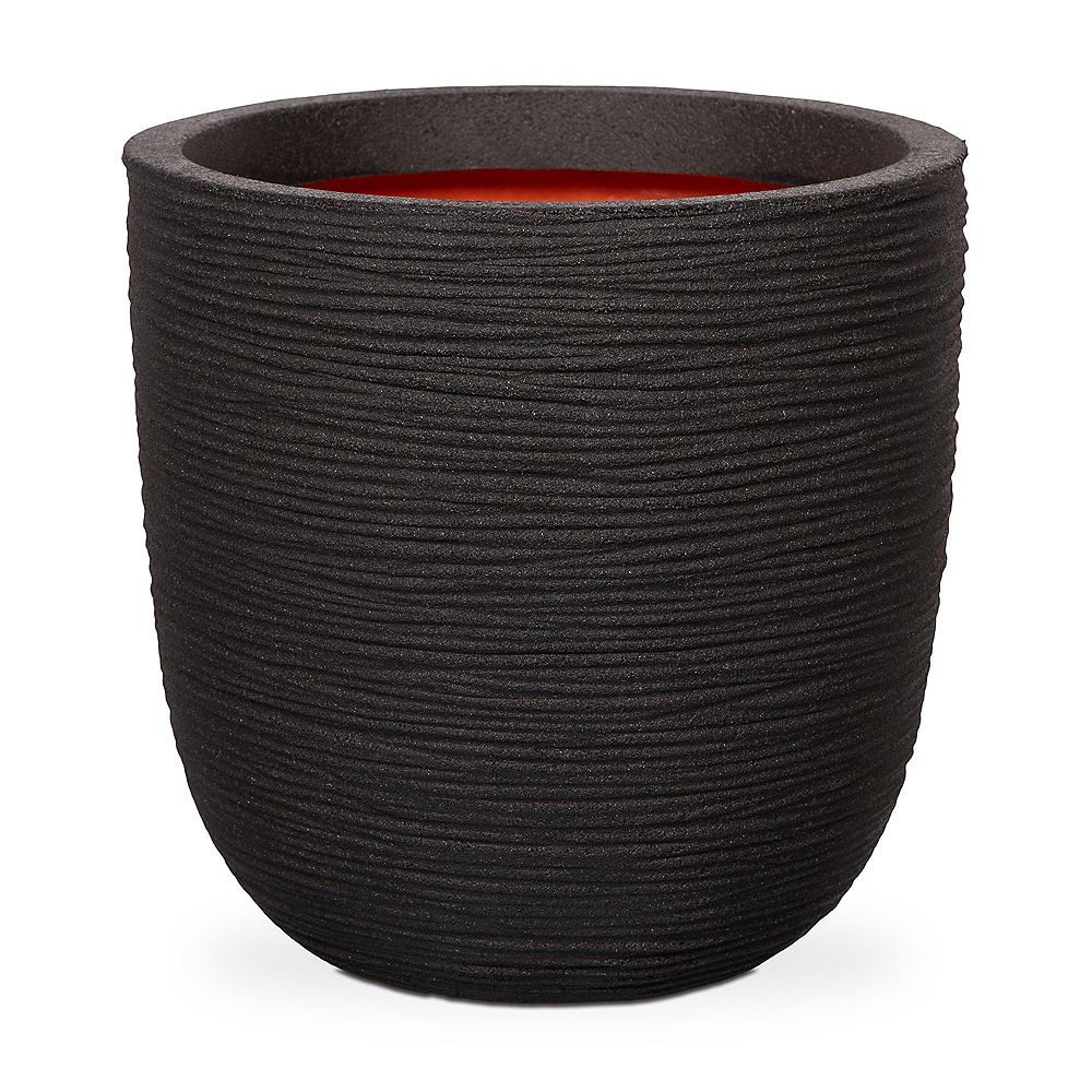 Home Decorators Collection Black Ribbed egg shaped Planter The Home
