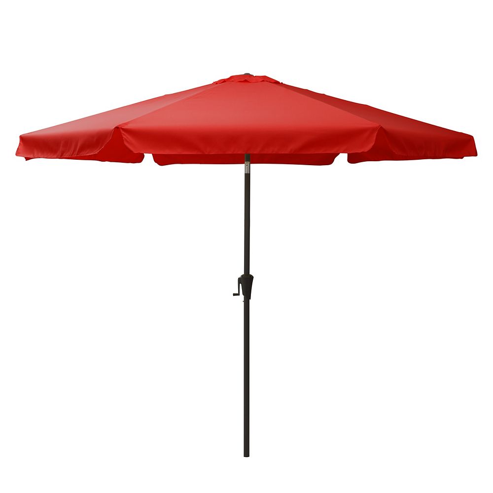 Corliving 10 Ft Round Tilting Crimson Red Patio Umbrella The Home Depot Canada