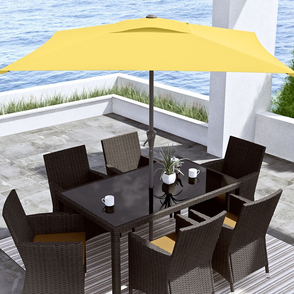 Corliving 9 Ft Square Tilting Yellow Patio Umbrella The Home Depot Canada