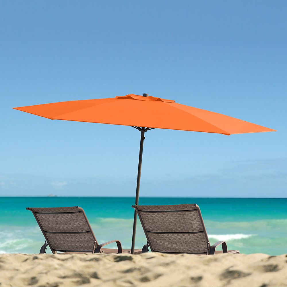 Corliving 7 5 Ft Uv And Wind Resistant Orange Beach Patio Umbrella The Home Depot Canada