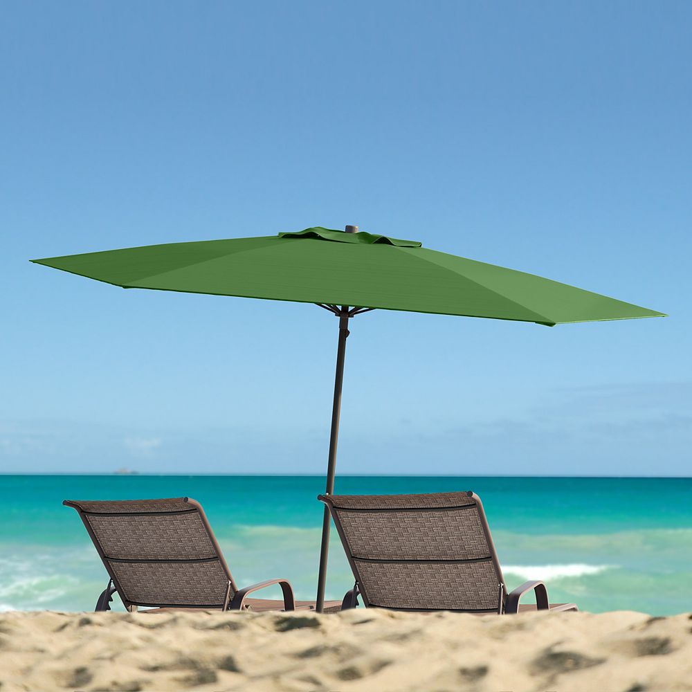 Corliving 7 5 Ft Uv And Wind Resistant Forest Green Beach Patio Umbrella The Home Depot Canada