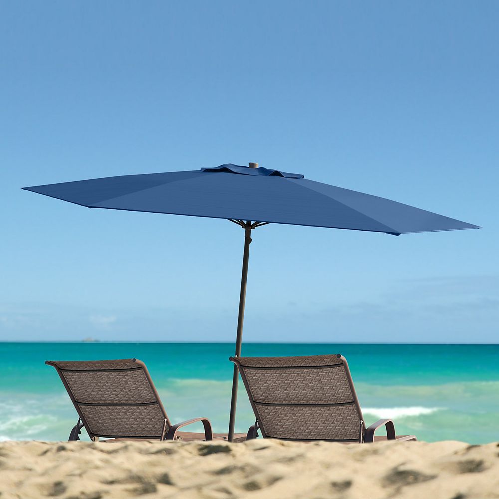 Corliving 7 5 Ft Uv And Wind Resistant Cobalt Blue Beach Patio Umbrella The Home Depot Canada