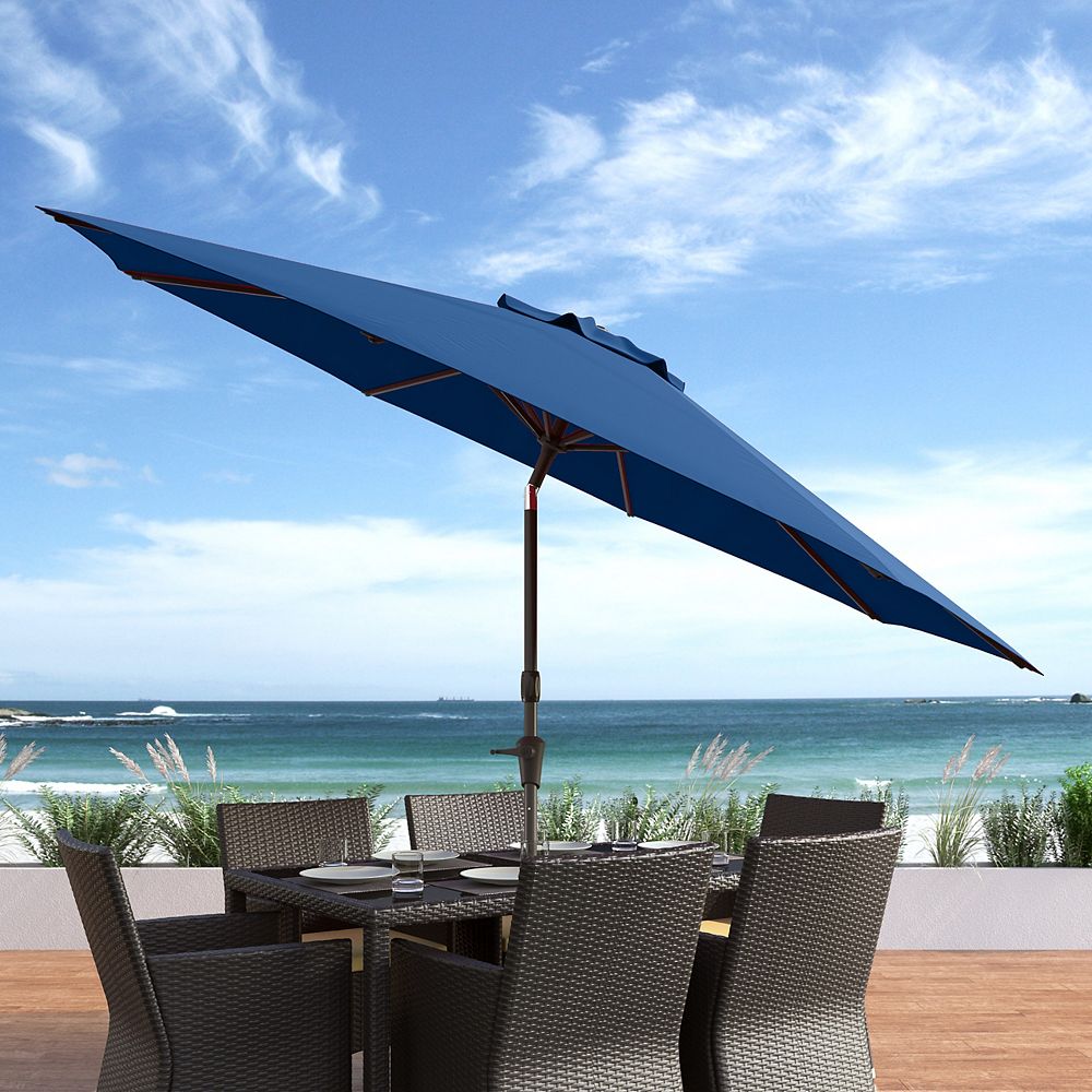 Corliving 10 Ft Uv And Wind Resistant Tilting Cobalt Blue Patio Umbrella The Home Depot Canada