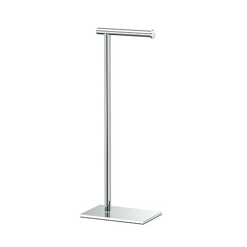 Modern Rectangle Base Standing Toilet Paper Holder 21 1/4 inch H Chrome