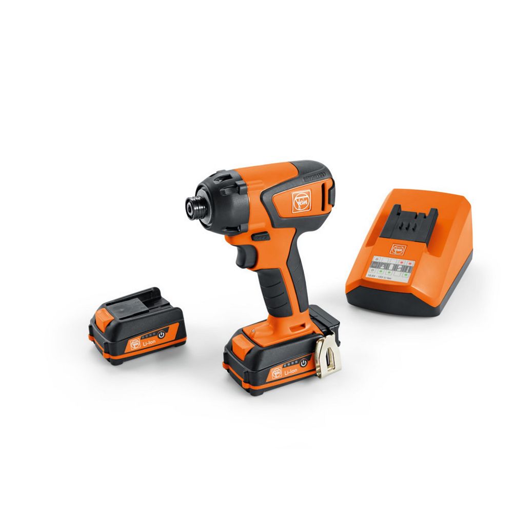 FEIN 12 Volt 1/4 Inch Impact Driver Set With 3 Ah Batteries And Charger