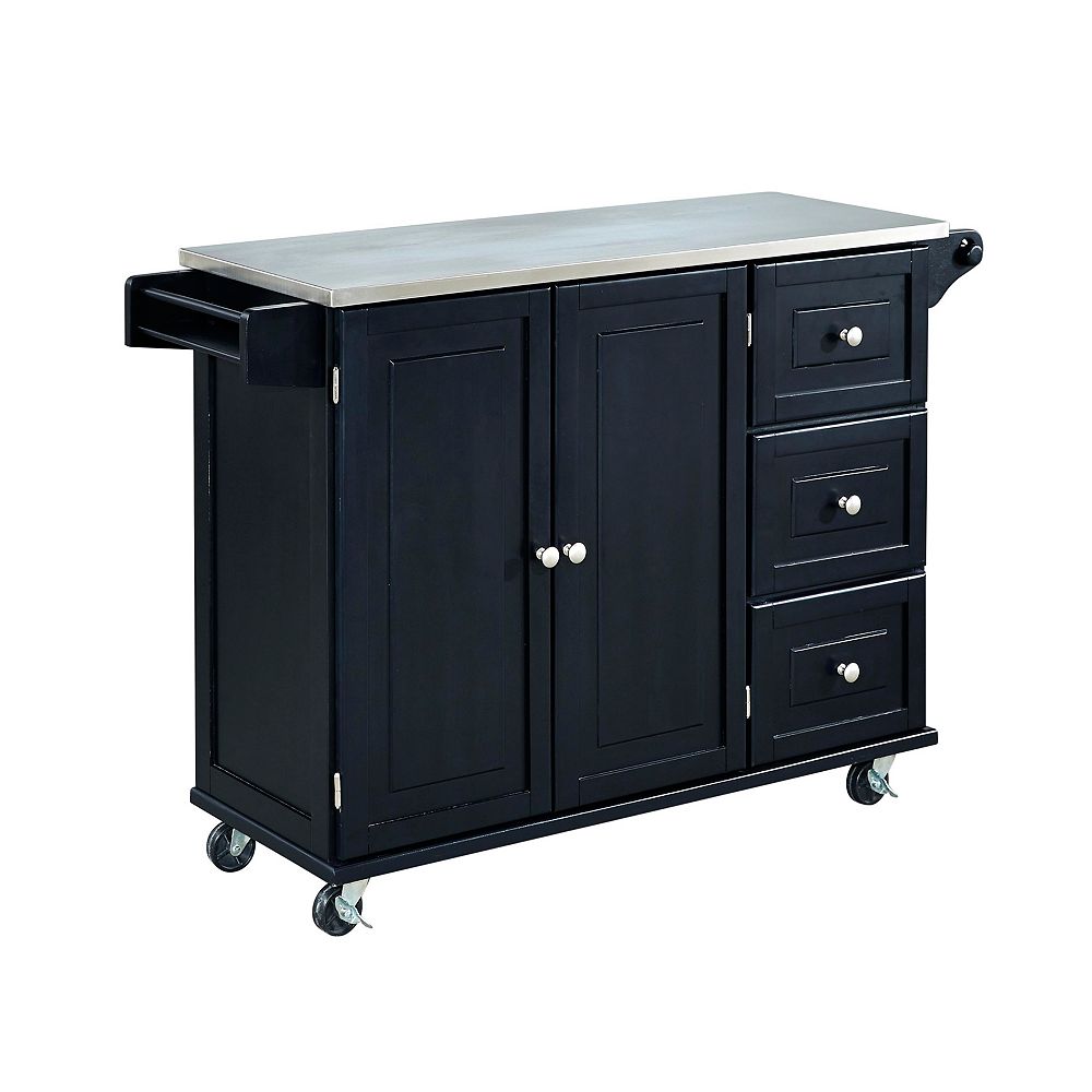 Home Styles Liberty Black Kitchen Cart Ss Top The Home Depot Canada