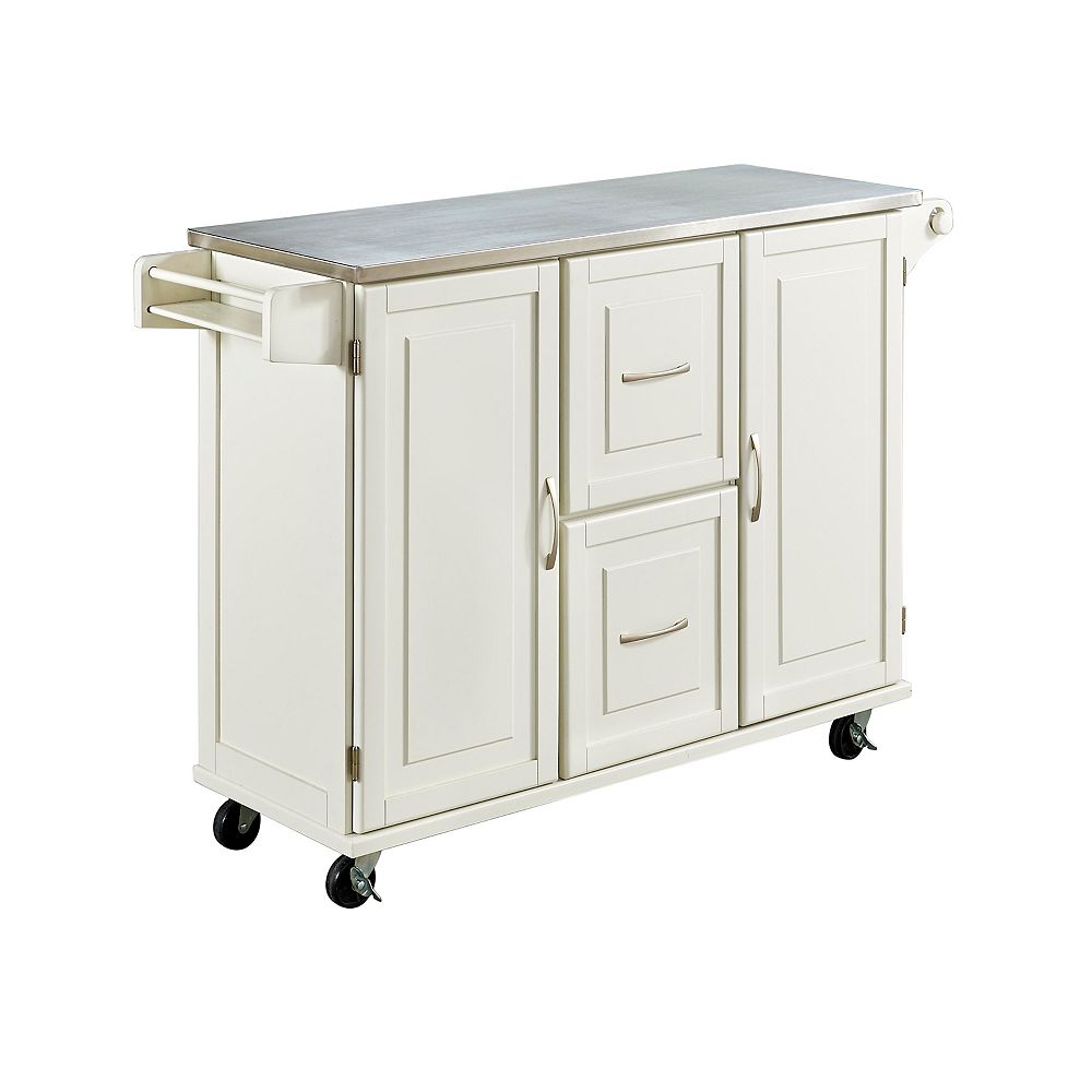 Home Styles Patriot White Kitchen Cart The Home Depot Canada