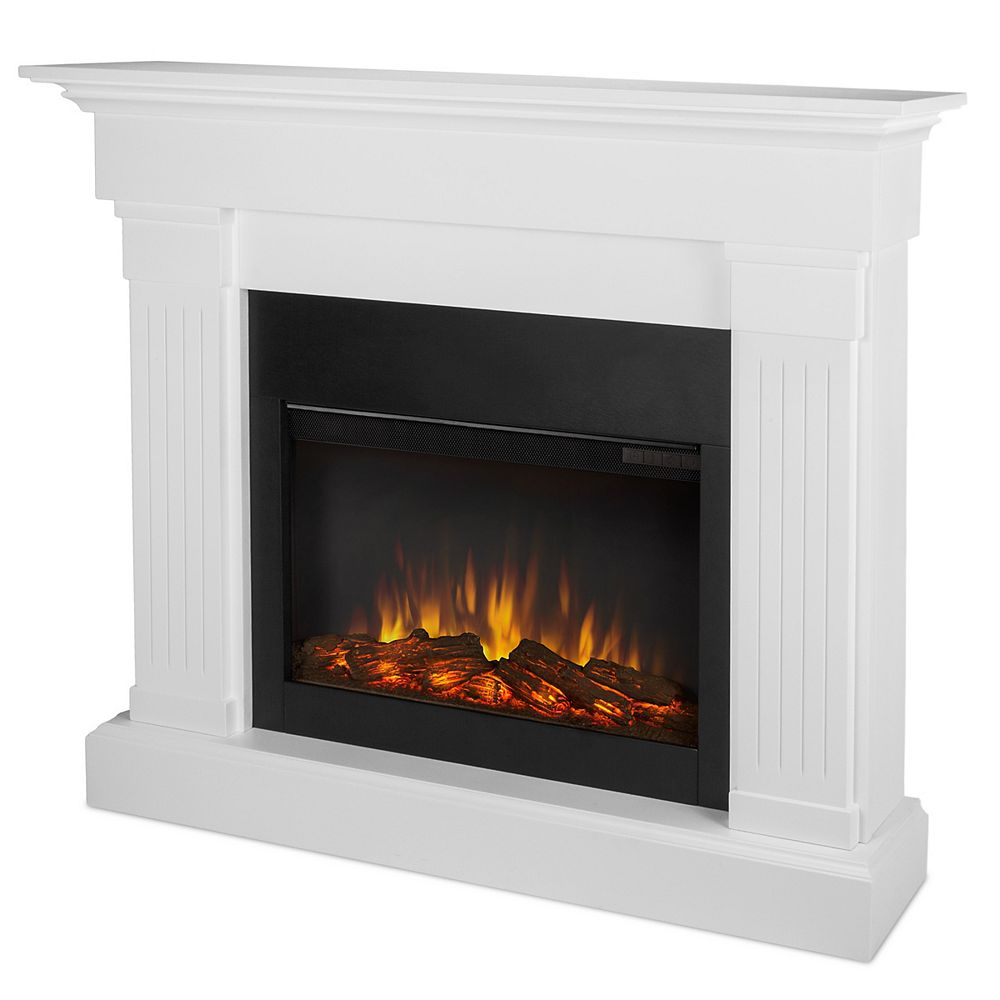 Real Flame Crawford 47 Inch Slim Line Electric Fireplace In White The Home Depot Canada