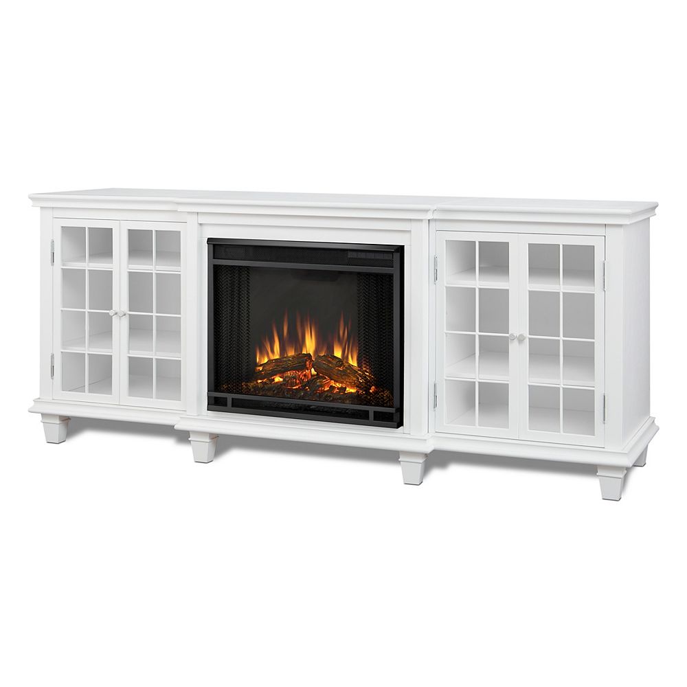 Real Flame Marlowe 70 Inch Freestanding Electric Fireplace Tv Stand In White The Home Depot Canada