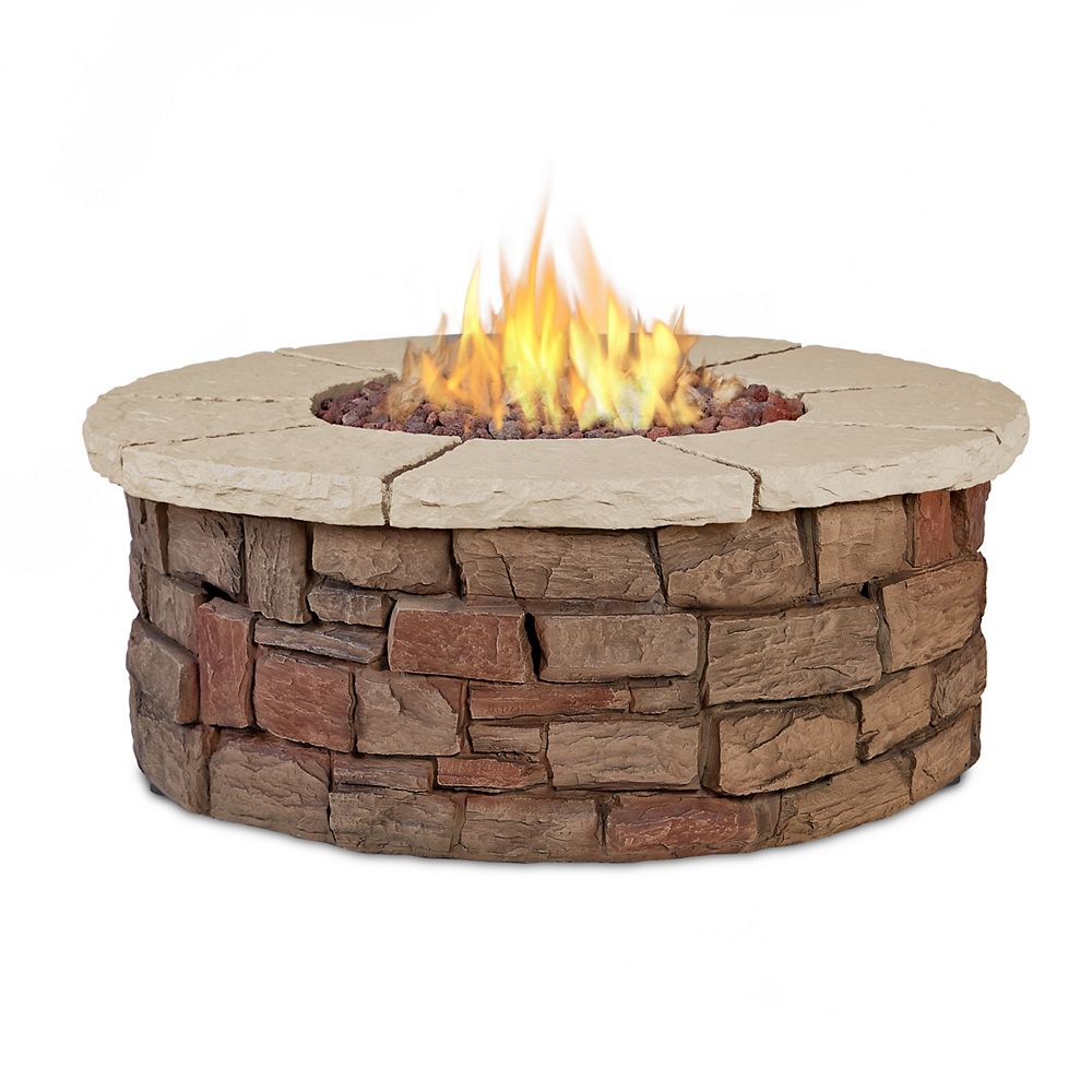 Real Flame Sedona Round Propane Fire, Propane Fire Pit Kit Home Depot