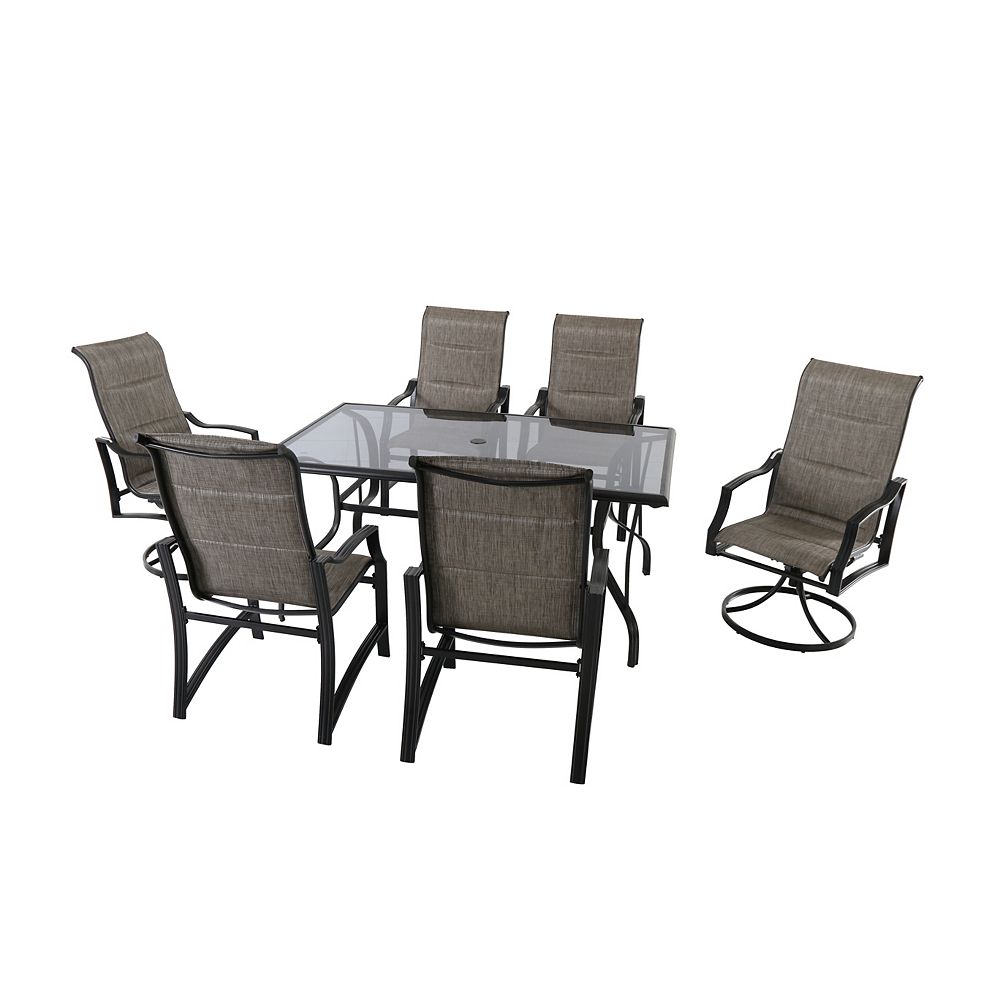 7 Piece Padded Sling Patio Dining Set, Home Depot Outdoor Dining Room Sets