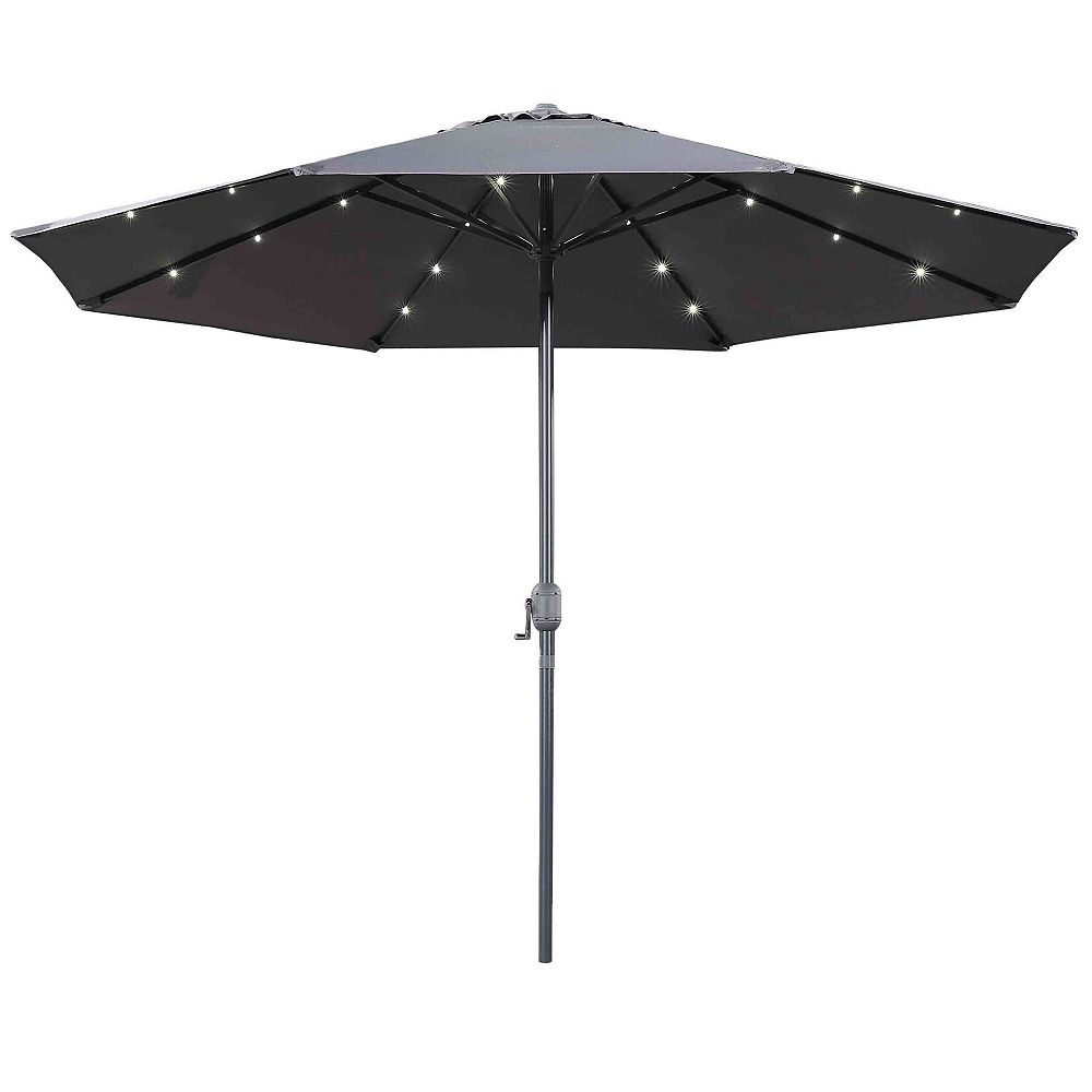 Velago 10 ft. Denia Patio LED Market Umbrella in Dark Grey | The Home ...
