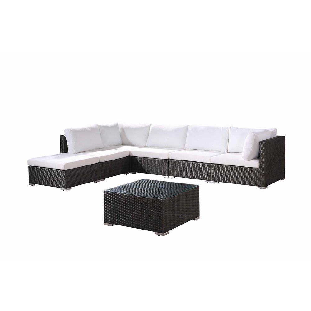 Velago Fresco Charcoal 7-Piece All-Weather Wicker Sectional Set | The