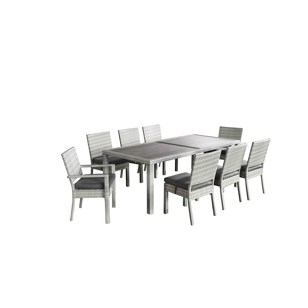 Velago Aquila Light Grey 9Piece AllWeather Wicker Patio Dining Set The Home Depot Canada