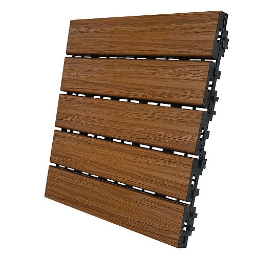 12 In. x 12 In. Deck and Balcony Tile - Honey Teak - (6 sq. ft./case)