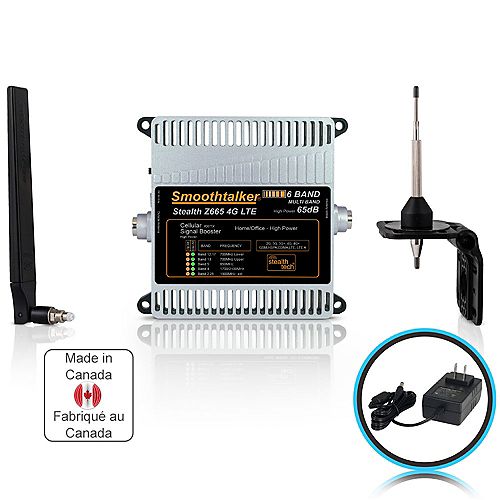 SmoothTalker Stealth Z6 65dB 6-Band 3G 4G LTE High Power Building Booster Kit With Omni Directional Antennas