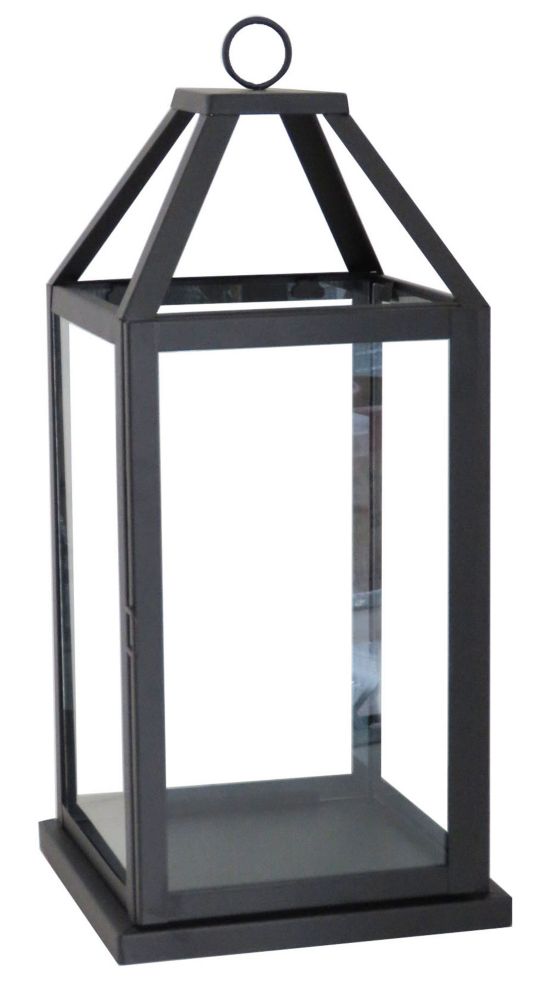 Hampton Bay 20 Inch Metal And Glass Lantern-Black Finish | The Home ...